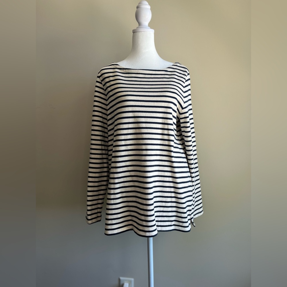 Eileen Fisher Women's Small Striped Long Sleeve Cotton Knit Shirt